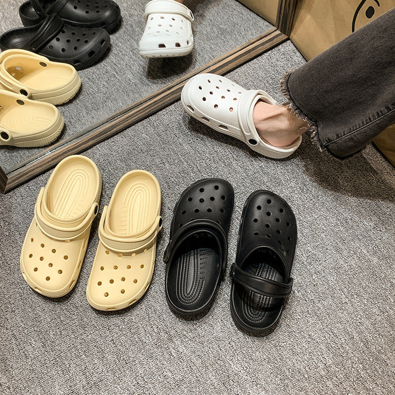 New women's anti-slip, anti-fall summer outdoor closed-toe slides, minimalist clogs, soft sole sandals, solid color, versatile, wholesale