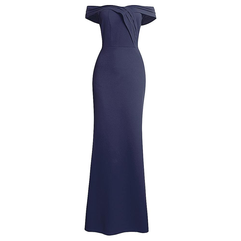 winter new arrival: women's v-neck off-the-shoulder hostess dress, long maxi dress - african style,  dropshipping available