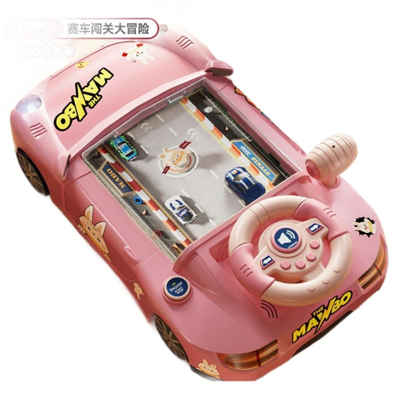 Children's early education story racing adventure game console with multifunctional steering wheel - simulated driving toy for boys