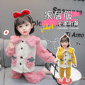 Girls' loungewear set - casual autumn/winter pajamas for kids & toddlers - thickened fleece-lined sleepwear for girls