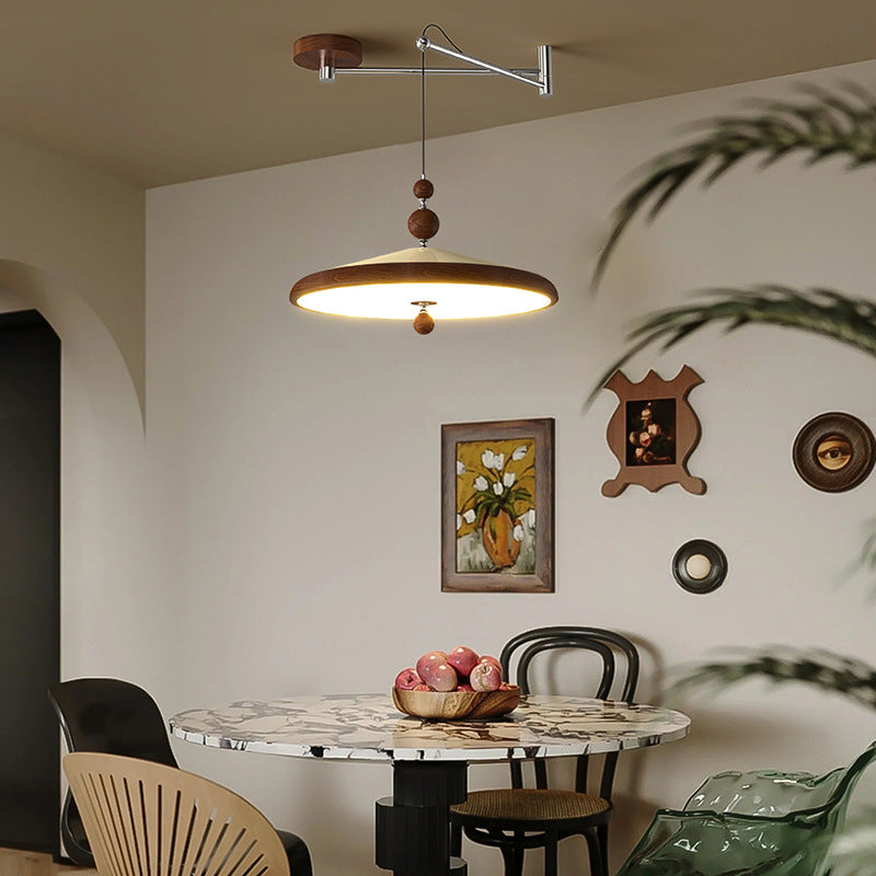 Creative personality antique rocker restaurant chandelier walnut color island chandelier full spectrum LED wrought iron chandelier