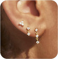 Luxury-inspired new earring set: copper electroplated micro-paved zirconia fashion round earrings and ear studs - exquisite design