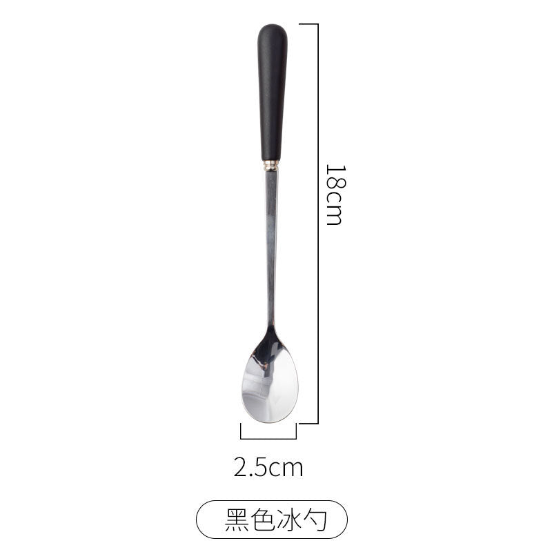 stainless steel tableware spoon, stirring spoon, long-handled soup spoon, household children's spoon, western food dessert coffee spoon wholesale