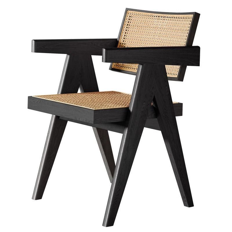 Second-hand style solid wood dining chair 2025 new arrival cream artistic lazy rattan chair