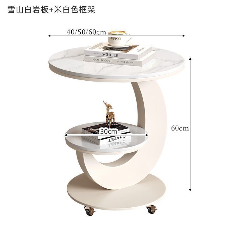 Sofa side table small coffee table living room modern italianaccessible luxury slate double layer round table corner table creative side table new arrival