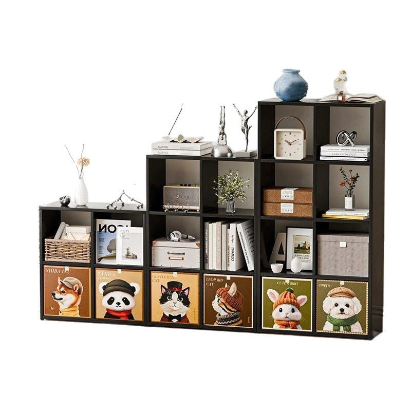 Steel grid cabinet bookshelf for home short wall storage floor-standing storage rack eight-compartment cabinet kindergarten bookcase storage cabinet