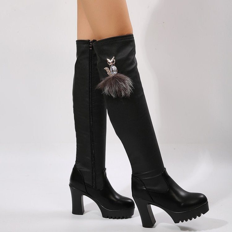 foreign trade cross-border large size high-heeled leather boots size difference 0.5 weight 817 grams can be urgently purchased   dropshipping