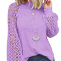 new cross-border  autumn/winter round neck long sleeve lace patchwork loose top for women