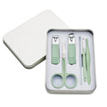 Macaron green 6-piece grooming set (nail clippers * 2 + eyebrow scissors + glass nail file + earwax removal tool + tweezers)