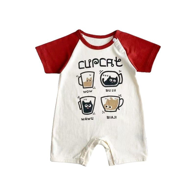 Baby romper short sleeve summer outfit - lightweight summer clothes for babies and infants - adorable crawling suit