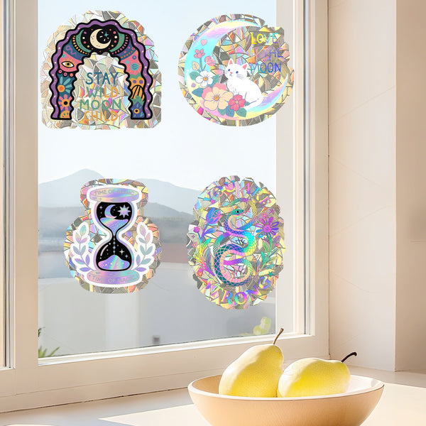 Creative moon hourglass kitten static sticker home decoration beautiful room window glass self-adhesive sticker