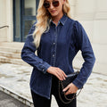 European and american cross-border foreign trade women's spring and summer new  independent station washed shrug denim long-sleeved shirt tops