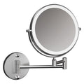 Punch-free wall-mounted folding makeup mirror for bathroom, magnifying, extendable, double-sided led lighted vanity mirror for hotel use