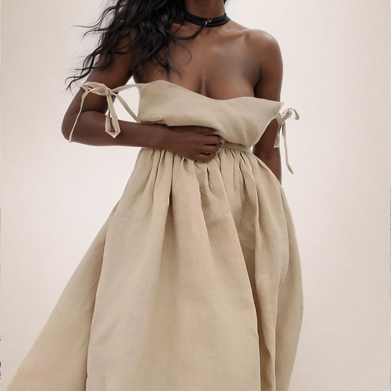cross-border e-commerce women's fashion: european and american summer new arrivals - elegant and sexy strappy backless cami dress