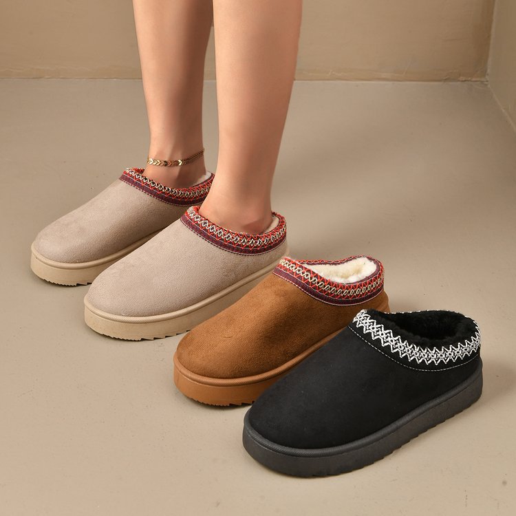 winter collection: plus-size, thick-soled, fleece-lined, closed-toe slippers for women (sizes 36-43). perfect for cross-border e-commerce. available for dropshipping on  and