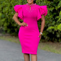 Women's foreign trade fashion:  new sexy ruffle sleeve beaded party evening gown african dress