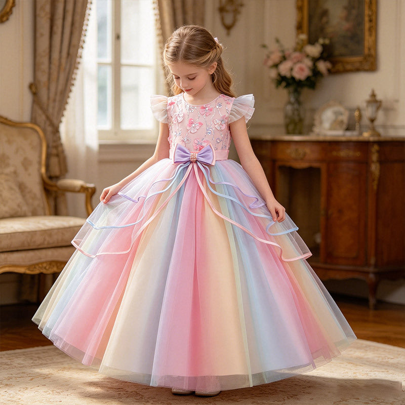 Amazon kids' formal dresses, tulle flower girl dresses, wedding dresses, hostess dresses, runway dresses, color gradient princess dresses - in stock & wholesale