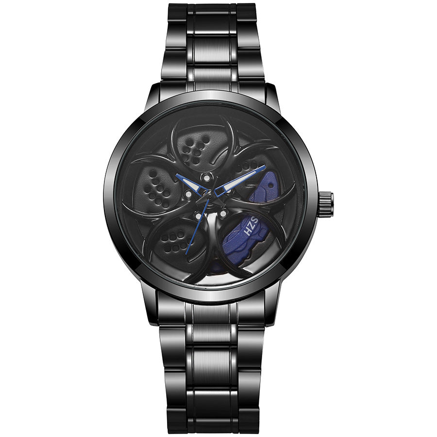 New arrival cool sports car wheel hub watch inner ring can rotate men's wheel style quartz watch fashiontrendy men's watch