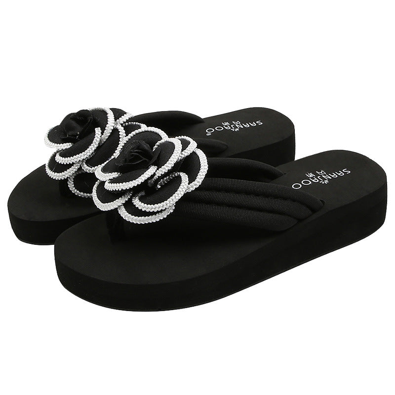 Summer outdoor anti-slip parent-child flip-flops: girls' sandals with floral design, stylish mother-daughter flip-flops for toddlers
