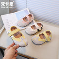 Vancahao girls' mary jane leather shoes, new autumn  korean style, kids' faux split-toe flats, baby shoes