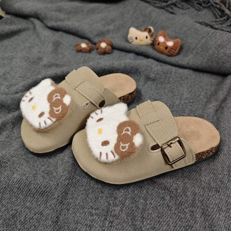 Family birkenstock outwear 2026 spring autumcute cartoon big childrenkids birkenstock shoes toe outwear half slippers women
