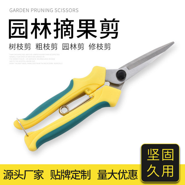 Gardening fruit picking shears Yangjiang stainless steel shears bonsai fruit tree pruning shears multi-functional grape pepper shears garden tools