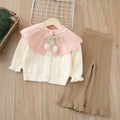 Girls' knitted sweater two-piece set -  autumn/winter new collection - handmade floral pants set for baby girls