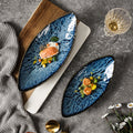 Japanese creative kiln-shaped boat-shaped sushi plate new arrival restaurant for home willow leaf-shaped stylish dessert plate wholesale