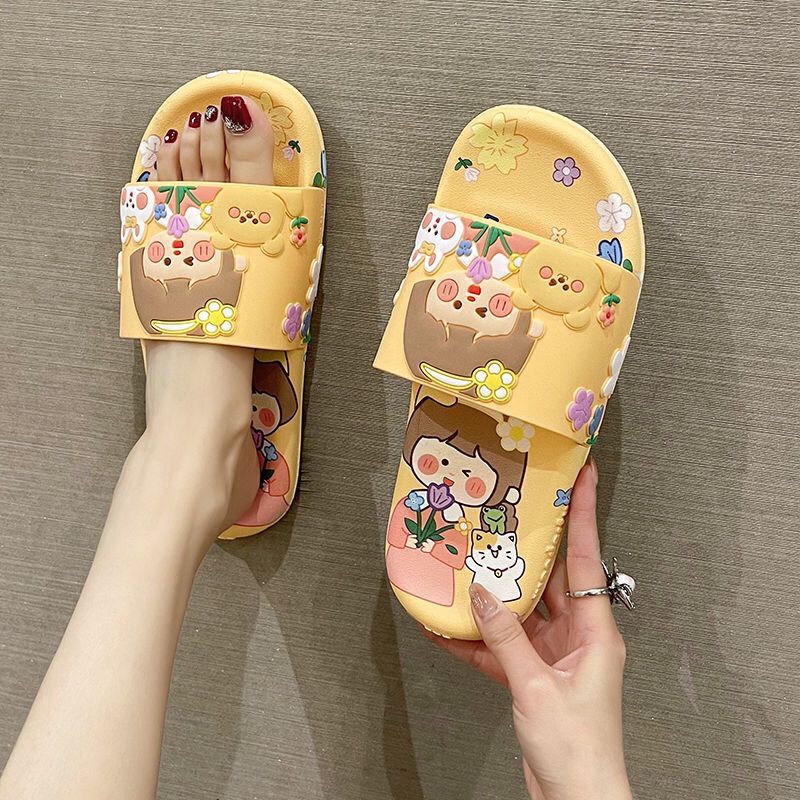 2025 new women's summer slippers - cute cartoon design, outdoor wear, bathroom, home, bath, non-slip, indoor house slippers