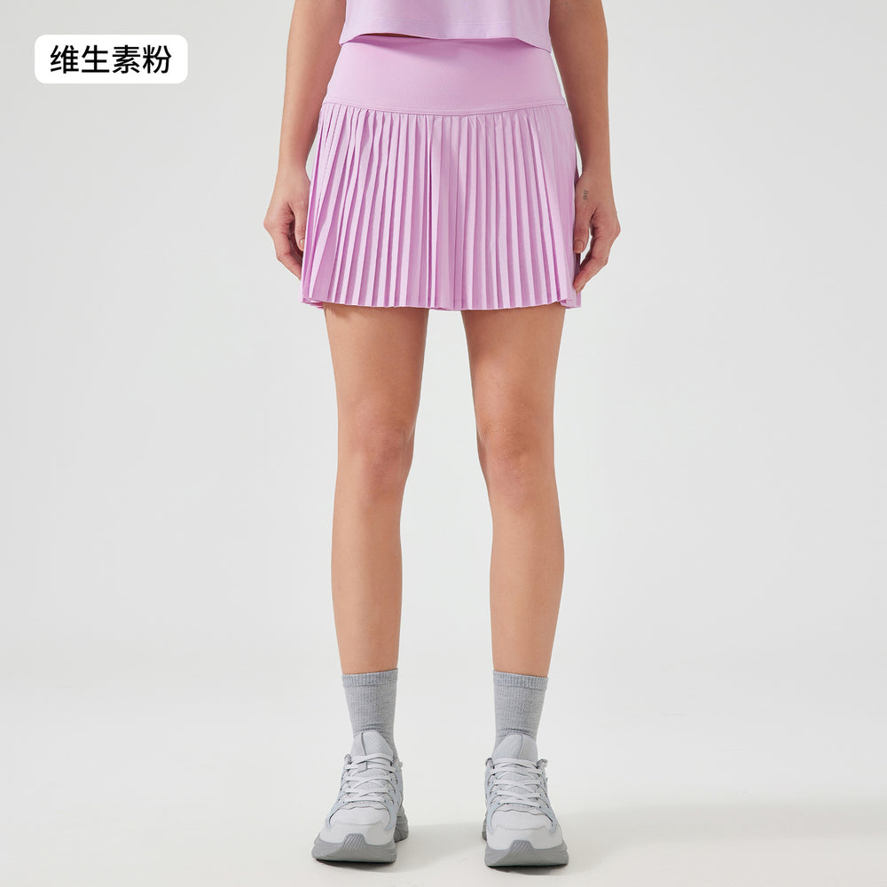Luxtre new water-cooled cooling stretch fashion pleated skirt with double-layer anti-exposure three-quarter length sports skort dk383