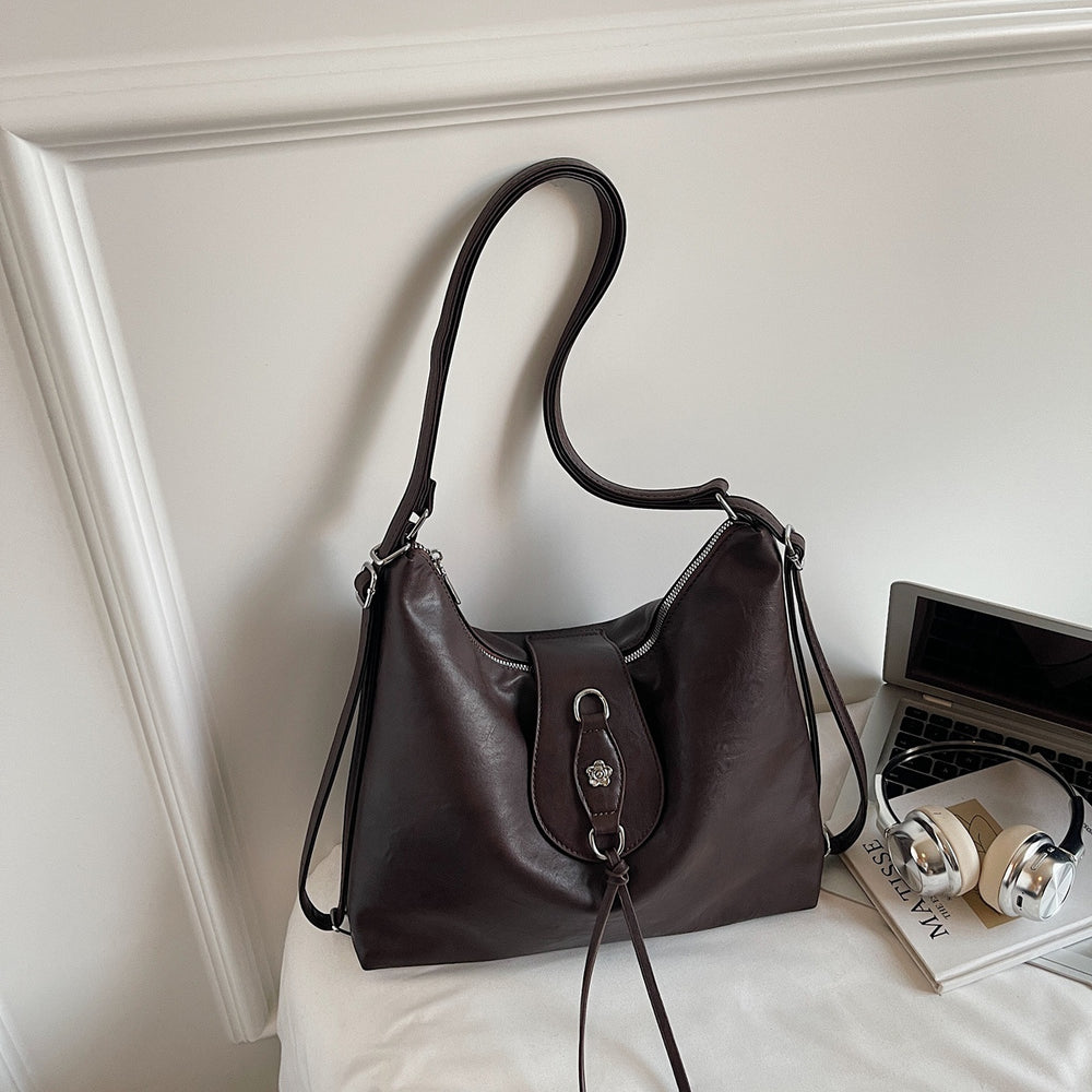 2025 new autumn/winter designer leather belt handbag - large capacity, versatile fashion backpack, shoulder bag, and crossbody bag