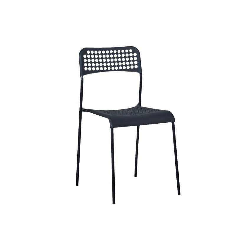Modern minimalist plastic chair with backrest, portable and stackable dining chair for food stalls, hollow-out design for office reception and negotiation