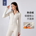 Women's fleece-lined athletic jacket - slim fit yoga top for running, cycling, and fitness - long sleeve (daw195)