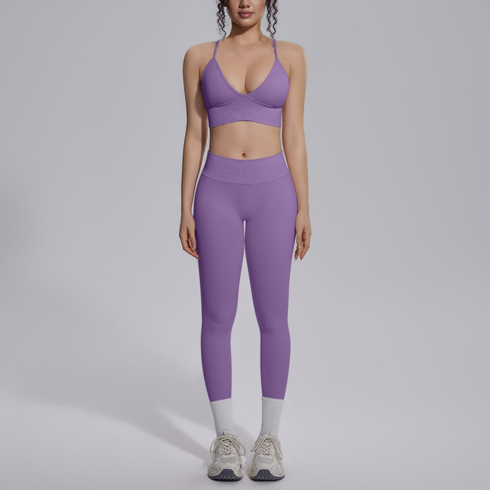 fashionsexy back sports bra suit seamless peach butt quick-drying running fitness yoga suit suit