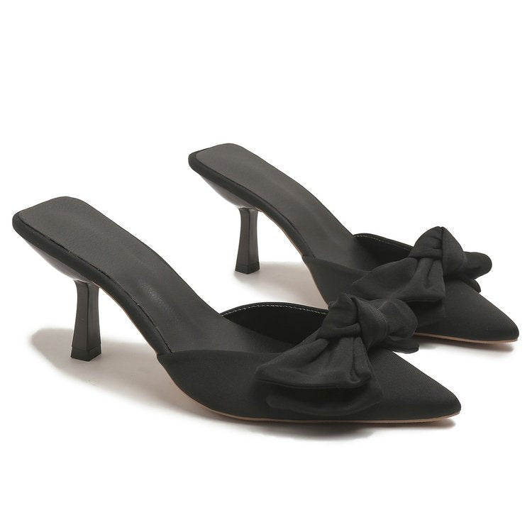 2026 french high heel pointed-toe sandals with bow detail - new summer collection, elegant and unique