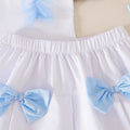 Girls' color block mesh sleeveless tank top and pleated skirt two-piece set - summer kids' 3d bowknot casual outfit