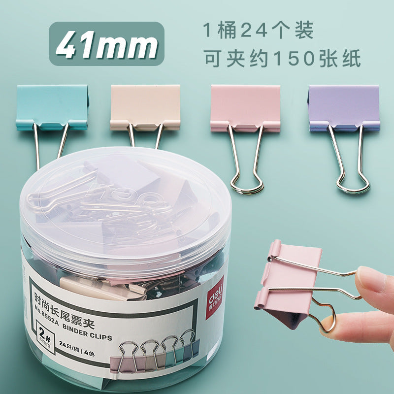 Deli long tail clip mixed large color ticket clip swallow tail clip small clip fish tail clip 15mm iron clip wholesale