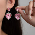 European and american hot-selling fashionable heart earrings - lightweight luxury, high-end, full diamond heart-shaped gemstone sweet and elegant earrings for women