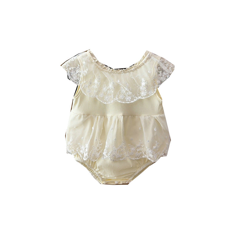 Summer lightweight baby girl princess dress infant romper newborn full month 100-day first birthday outfit bodysuit