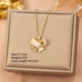 8442 pearl oil-drip butterfly gold necklace