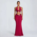 Amazon women's halter deep v sequin waistless suspender sexy back strap pleated hip skirt suit