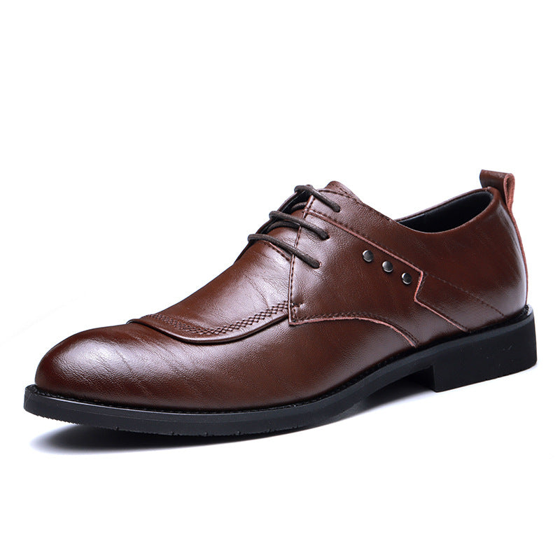 Men's leather dress shoes - business, formal, casual - live stream, cross-border, korean style, british style, soft sole, breathable, youth, groom, wedding shoes