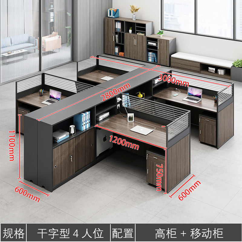 Saint li staff office desk and chair set - minimalist modern computer desk, office financial partition desk