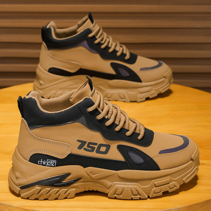 High-top men's shoes: 2025 fall/winter new arrivals - trendy casual martin boots, stylish and versatile, athletic anti-slip thick-soled work shoes