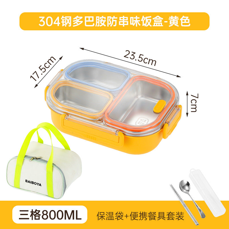 304 stainless steel lunch box - perfect for office workers and students - prevents food odor mixing, microwave-safe, and keeps food warm