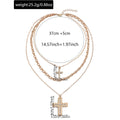 European and american cross-border fashion trend double-layer cross pendant necklace - unique design, sweet & cool, diamond-studded creative clavicle chain
