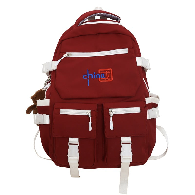 New Chinese style schoolbag for female junior high school students Guochao backpack fashion college students high school students large capacity backpack men