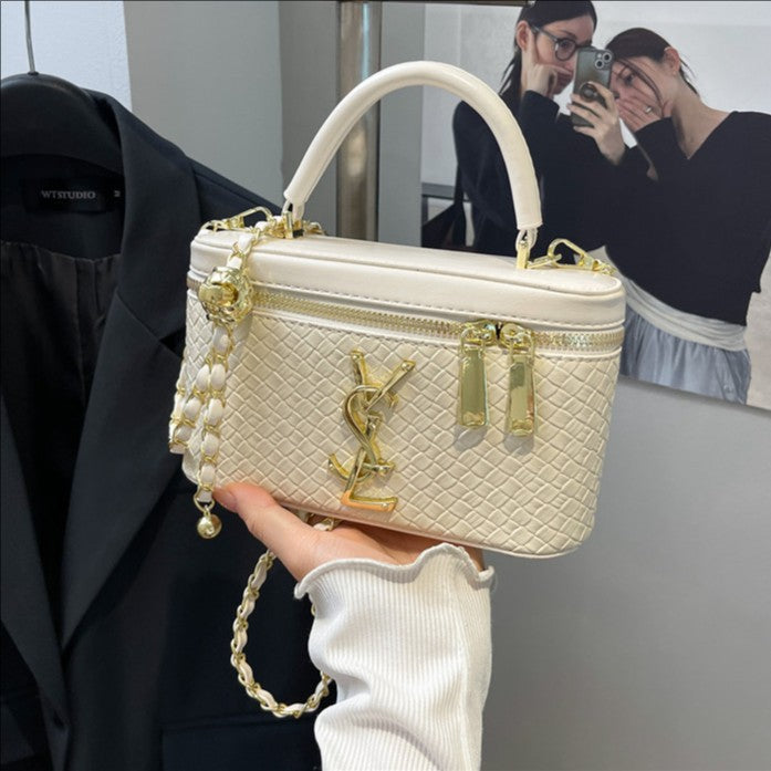 Cross-border French niche portable box bag women's summer diamond chain small square bag fashion commuter messenger mouth red envelope