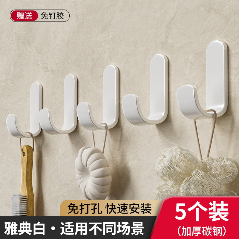 Solid hook, no need to drill holes, strong adhesive, load-bearing, traceless kitchen door, bathroom clothes hanger, sticky hook wardrobe