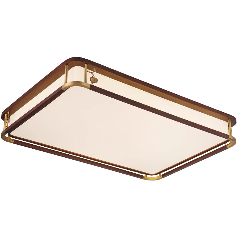 Chinese living room light ceiling light solid wood book master bedroom light LED rectangular walnut room dining room lighting